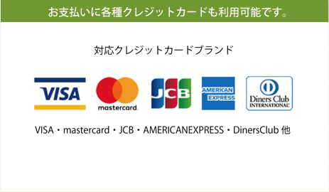 お支払いに各種クレジットカードも利用可能です。