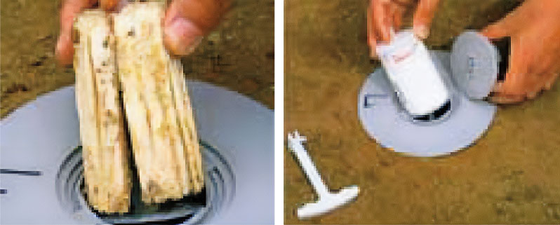 薬剤（ベイト剤）をセットする図